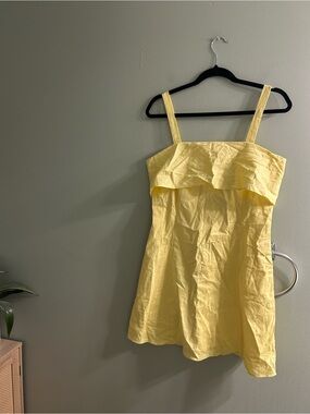 NWT banana republic yellow linen blend mini dress lined